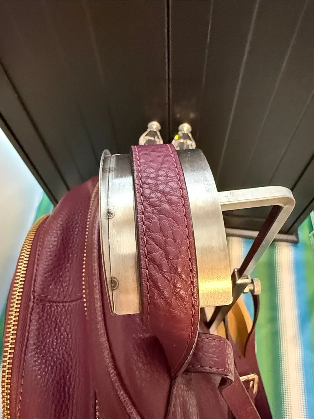Michael Kors Wine Pebbled Leather Mini Backpack with Gold Hardware